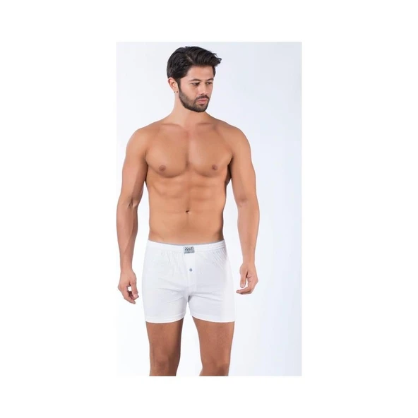 6'Lı Tutku Elit Havlu Bel 1101 Düğmeli Erkek Boxer  Beyaz 2XL ürün görseli 1