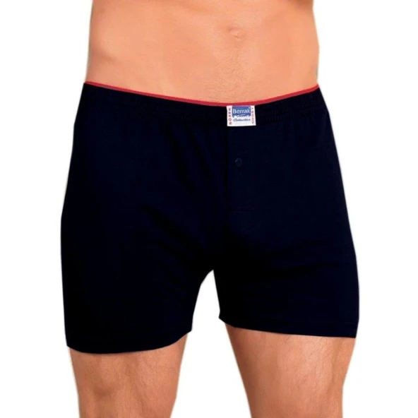 Berrak 1099 Düğmeli Erkek Penye Boxer 6'Lı   Siyah M ürün görseli 1
