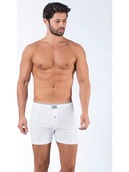 3'Lü Tutku Elit Havlu Bel 1101 Düğmeli Erkek Boxer  Beyaz M ürün görseli 1