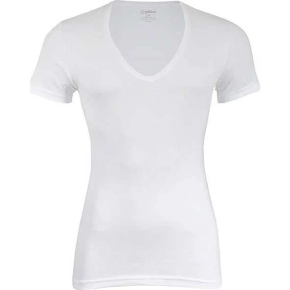 3'Lü Yıldız 355-356 Erkek Derin V Yaka Kısa Kollu T-Shirt  Beyaz S ürün görseli 1