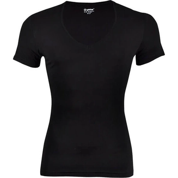 Yıldız 355-356 Erkek Derin V Yaka Kısa Kollu T-Shirt  Siyah M ürün görseli 1