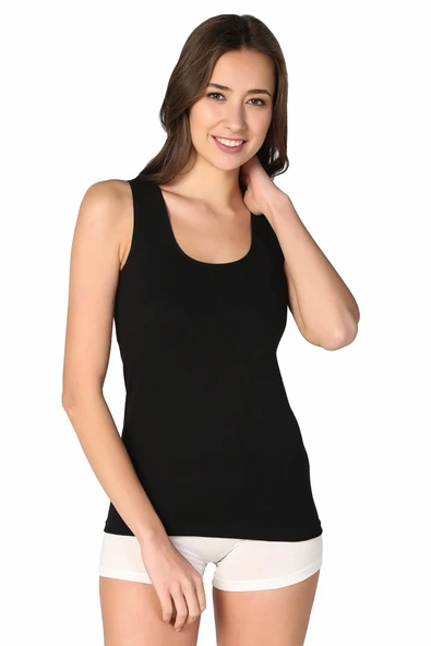 3 Adet TUTKU 0136 BAYAN RİBANA GENİŞ ASKILI ATLET 0136  Siyah 3XL ürün görseli 1