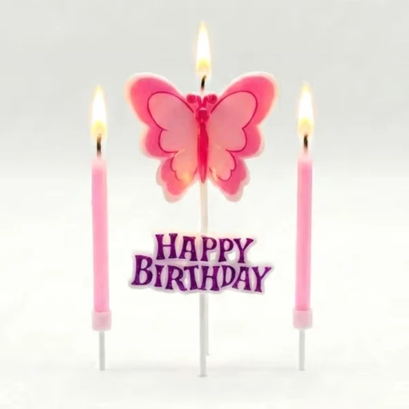 Happy Birthday Kelebek Mum Set ürün görseli 1