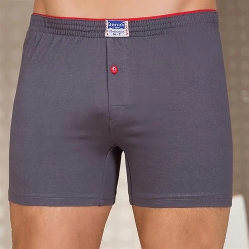2 Adet Berrak 1099 Düğmeli Erkek Boxer %100 Pamuk Penye Boxer   L Füme ürün görseli 1