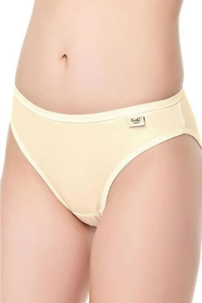 12 Adet Tutku Bayan Elastan Düz Bikini Külot  Standart Ekru ürün görseli 1