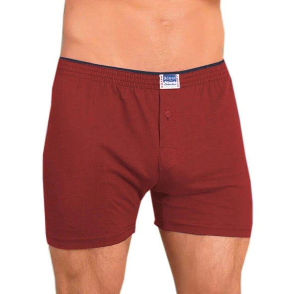 Berrak 1099 Düğmeli Erkek Boxer Penye  3'Lü   Bordo 2XL ürün görseli 1