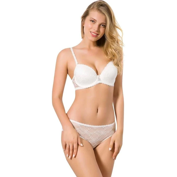 Le Jardin Dantel Kaplı Sütyen Takım 6042  Ekru 80B ürün görseli 1