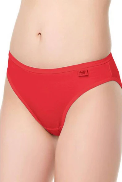 12 Adet Tutku Bayan Elastan Düz Bikini Külot  Standart Kırmızı ürün görseli 1