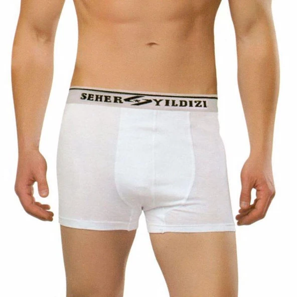 6 Adet Seher 060 Likralı Erkek Boxer  Külot  Beyaz L ürün görseli 1
