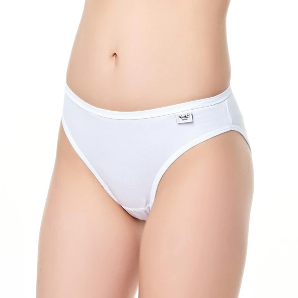 12 Adet Tutku Bayan Elastan Düz Bikini Külot  Beyaz Standart ürün görseli 1