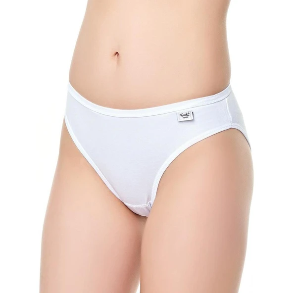 6 Adet Tutku Elastan Düz Bikini  Beyaz Standart ürün görseli 1