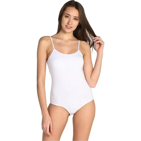 3 Adet TUTKU 0148 Likralı İp Askılı Çıtçıtlı Body  Beyaz M ürün görseli 1