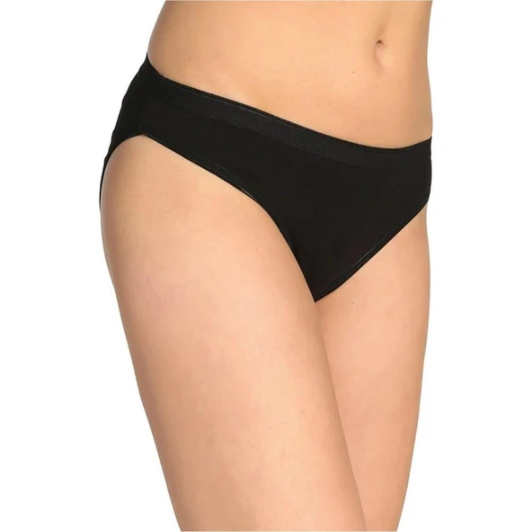 6 Adet Tutku Elastan Düz Bikini  Siyah Standart ürün görseli 1