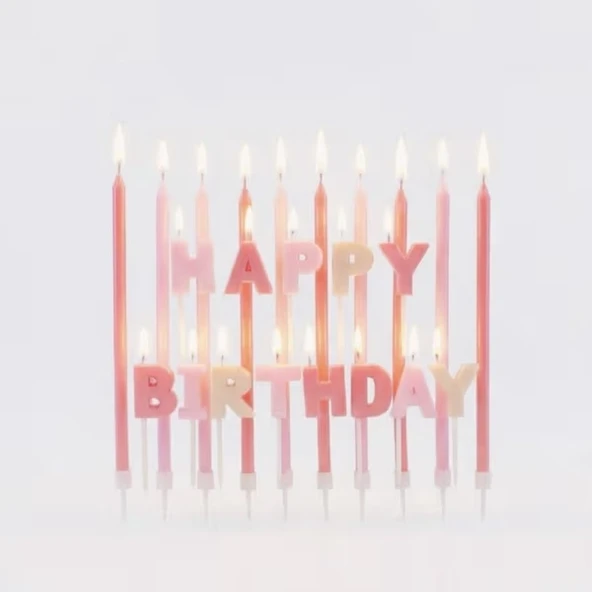 Happy Birthday Pembe Mum Set ürün görseli 1