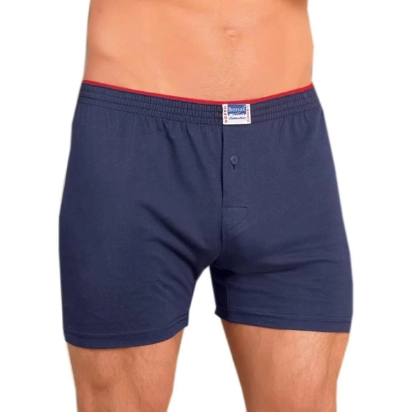 2 Adet Berrak 1099 Düğmeli Erkek Boxer %100 Pamuk Penye Boxer   Lacivert 3XL ürün görseli 1