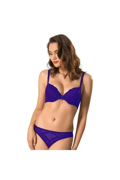 LE JARDİN 5040 CYBELE BRA SİLİKONLU TAŞLI SÜTYEN TAKIM  Lacivert 80B ürün görseli 1