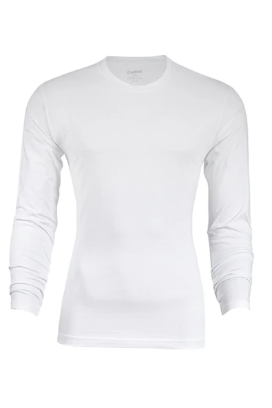 Yıldız Erkek Modal Uzun Kol Sıfır Yaka Body T-shirt Atlet - 385-386  Beyaz XL ürün görseli 1