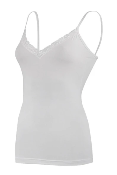 Yıldız Kadın Modal V-yaka Dantelli Atlet 3'Lü Paket - 2225-2226-2227  Beyaz L ürün görseli 1