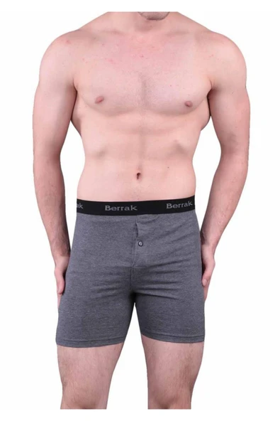 BERRAK 1059 Likralı Düğmeli Erkek Boxer 6 Adet   L Füme ürün görseli 1