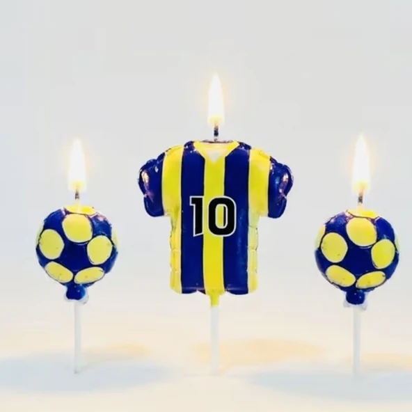 Taraftar Temalı Futbol Topu Sarı Lacivert Mum Set ürün görseli 1