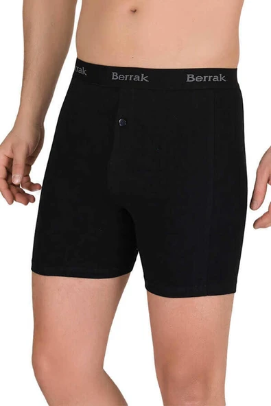 BERRAK 1059 Likralı Düğmeli Erkek Boxer 6 Adet   Siyah L ürün görseli 1