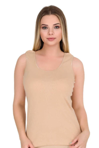 Berrak Kadın Likralı Geniş Askılı Atlet 3'Lü Paket -2127  XL Ten ürün görseli 1