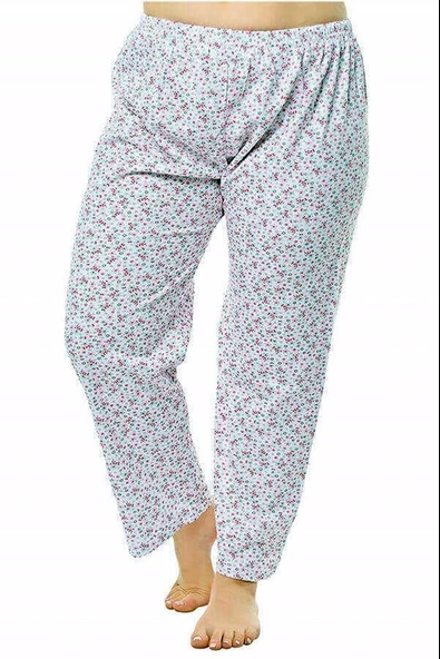 Kapbirtane Kadın Uzun Tek Alt Pijama Çiçek Desenli  Jumbo Boy 3- Adet  Karışık Renk 5XL ürün görseli 1