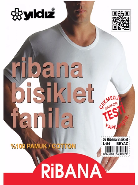 Yıldız Erkek Ribana Bisiklet Yaka Fanila Atlet 06 - 6 Adet  Beyaz XL ürün görseli 1
