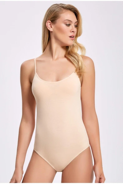 İlke Kadın Likralı Kançalı İp Askılı Body 248/249  - 3 Adet  XL Ten ürün görseli 1