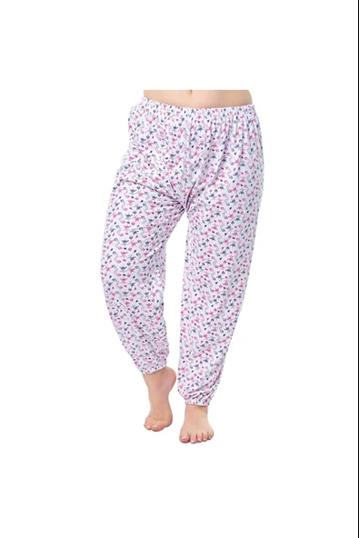Seher Kadın Uzun Tek Alt Pijama Çiçek Desenli KIŞLIK Battal Boy - 6 Adet  Karışık Renk 3XL ürün görseli 1