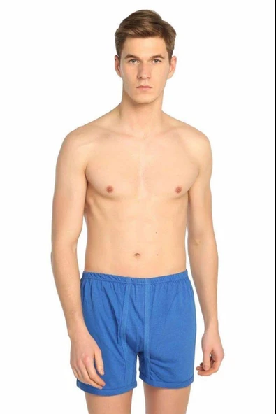 Seher Yıldızı Erkek Renkli Paçalı Boxer Don - 12 Adet  Saks Mavi 3XL ürün görseli 1