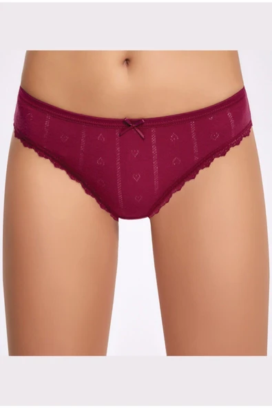 İlke Kadın Jakarlı (Transferli Rİbana) Dantelli Bikini 273 - 12 Adet  L Vişne ürün görseli 1