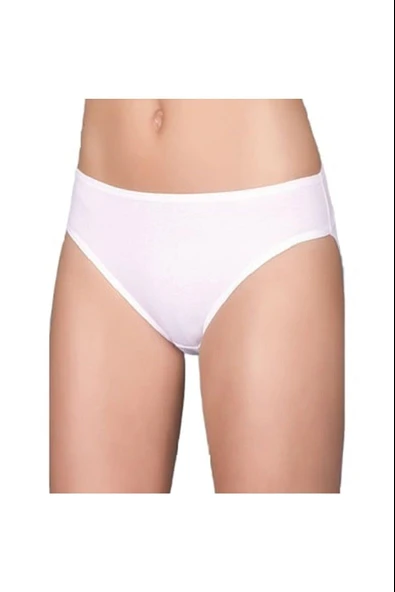 Berrak Kadın Ribana Mat Biyeli Pamuklu Bikini 2066 - 6 Adet  Beyaz L ürün görseli 1