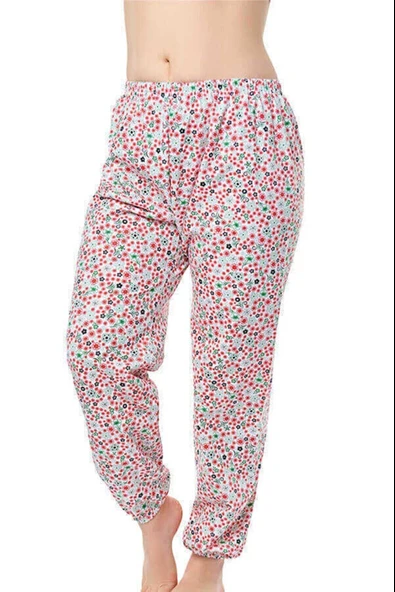 Seher Kadın Uzun Tek Alt Pijama Çiçek Desenli KIŞLIK Battal Boy -3 Adet  4XL Karışık Renk ürün görseli 1