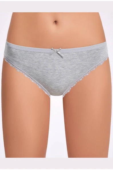 İlke Kadın Melanjlı Dantelli Bİkini Külot 278 - 6 Adet  Gri L - XL ürün görseli 1