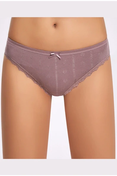 İlke Kadın Jakarlı (Transferli Rİbana) Dantelli Bikini 273 - 6 Adet  XL Mürdüm ürün görseli 1