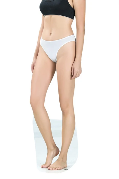 Jiber Kadın Bikini Külot 655 - 12 Adet  Beyaz L ürün görseli 1