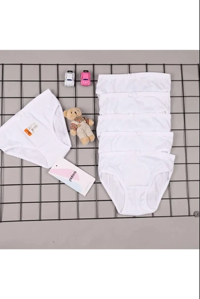 İlke Kız Çocuk Biyeli Bikini Külot 326 - 6 Adet  Beyaz 3 No:4-5 Yaş ürün görseli 1