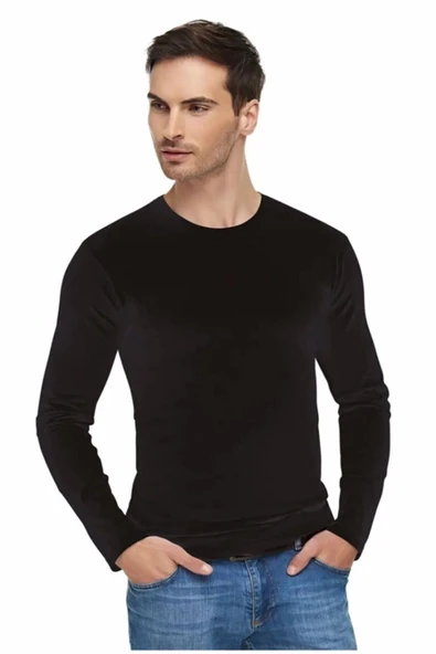 Tutku Elit Erkek Sıfır Yaka Likralı Uzun Kol Fanila Atlet 1302 - 3 Adet  Siyah 2XL ürün görseli 1
