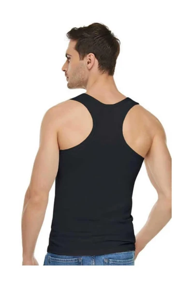 Tutku Elit Erkek Likralı Spor Askılı Atlet 1304 - 6 Adet  Siyah 2XL ürün görseli 1