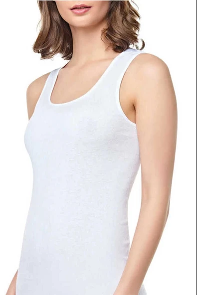 Seher Yıldızı Kadın Ribana Geniş Askılı Atlet 0062 - 12 Adet  Beyaz 2XL ürün görseli 1