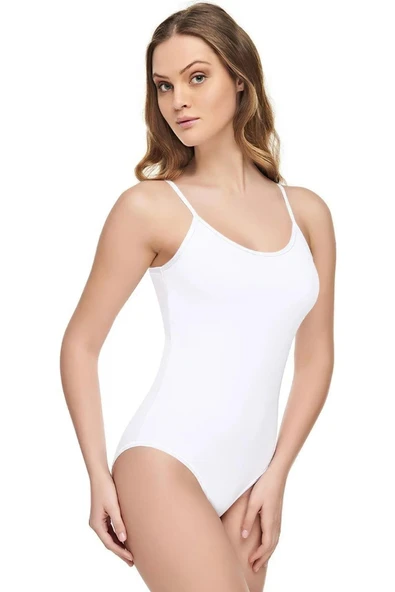 Tutku Elit Kadın Modal Likralı İp Askılı Kancalı Body 2004 - 1 Adet  Beyaz XL ürün görseli 1