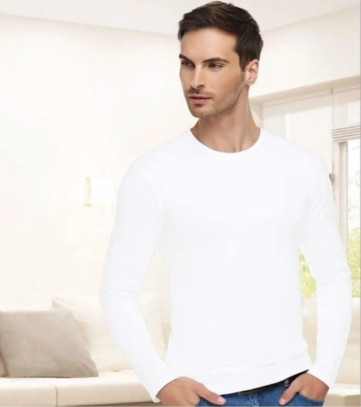 Tutku Elit Erkek Sıfır Yaka Likralı Uzun Kol Fanila Atlet 1302 - 6 Adet  Beyaz 2XL ürün görseli 1