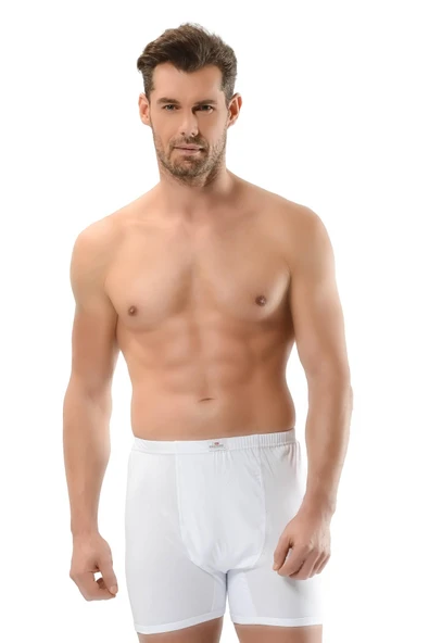 Jiber Erkek Pamuklu Paçalı Boxer 102/108 - 12 Adet  Beyaz 2XL ürün görseli 1