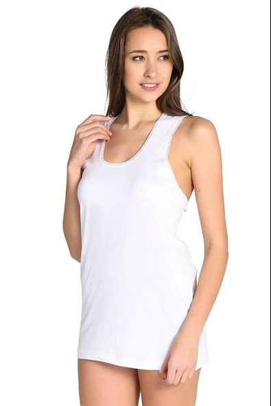 Seher Yıldızı Kadın Kaşkorse Kalın Askılı Atlet 010 - 6 Adet  Beyaz 3XL ürün görseli 1