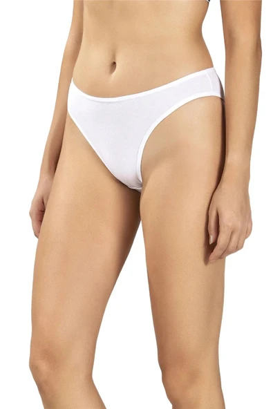 Jiber Kadın Pamuklu Likralı Bikini Külot 655 - 12 Adet  Beyaz L ürün görseli 1