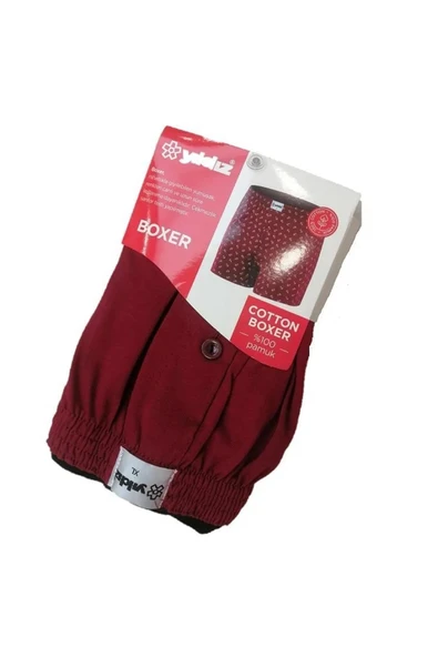 Yıldız Erkek Penye Havlu Bel Düz Boxer 43 -  9 Adet  XL Bordo ürün görseli 1