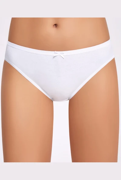 İlke Kadın Ribana Fiyonklu Bikini - 12 Adet  Beyaz L ürün görseli 1