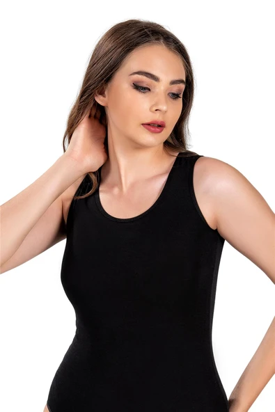 Jiber Kadın Likralı Geniş Askılı Atlet 549 - 9 Adet  Siyah 2XL ürün görseli 1