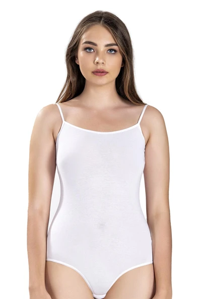 Jiber Kadın İp Askılı Kancalı Likralı Body 502 - 9 Adet  Beyaz XL ürün görseli 1